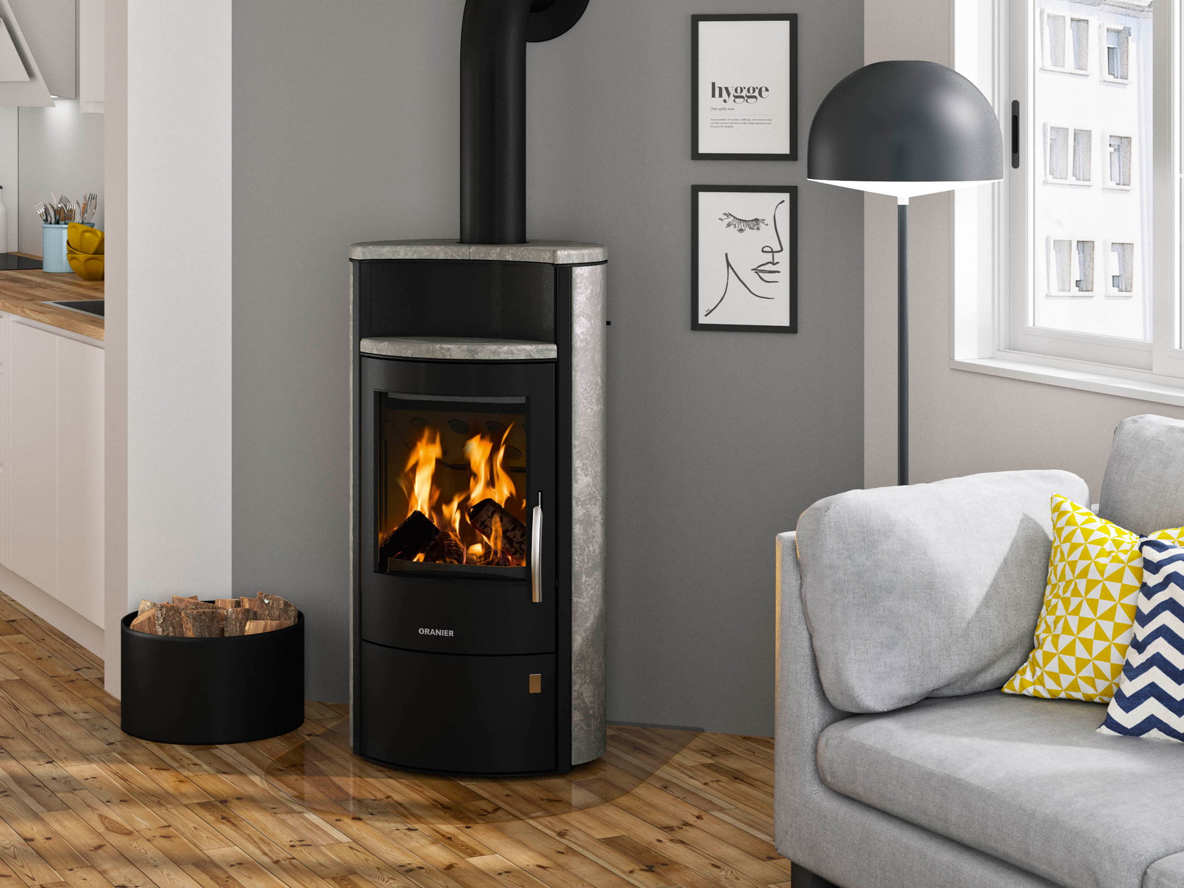 Pori aqua svart stål med täljsten